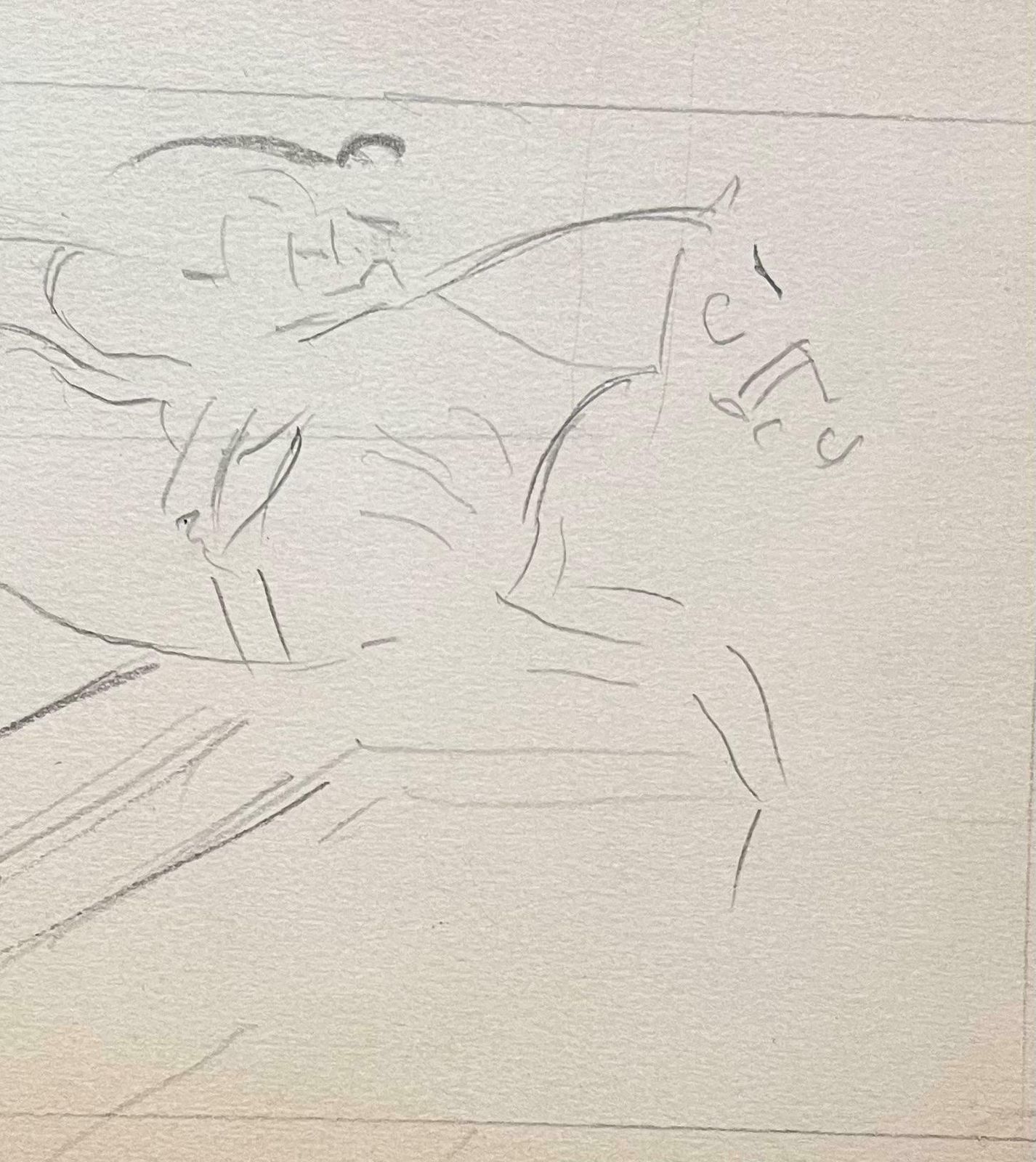 Robert Ladouminimalist Sketch Of A Horse And Rider Clearing A Jump 20th Century photo Art