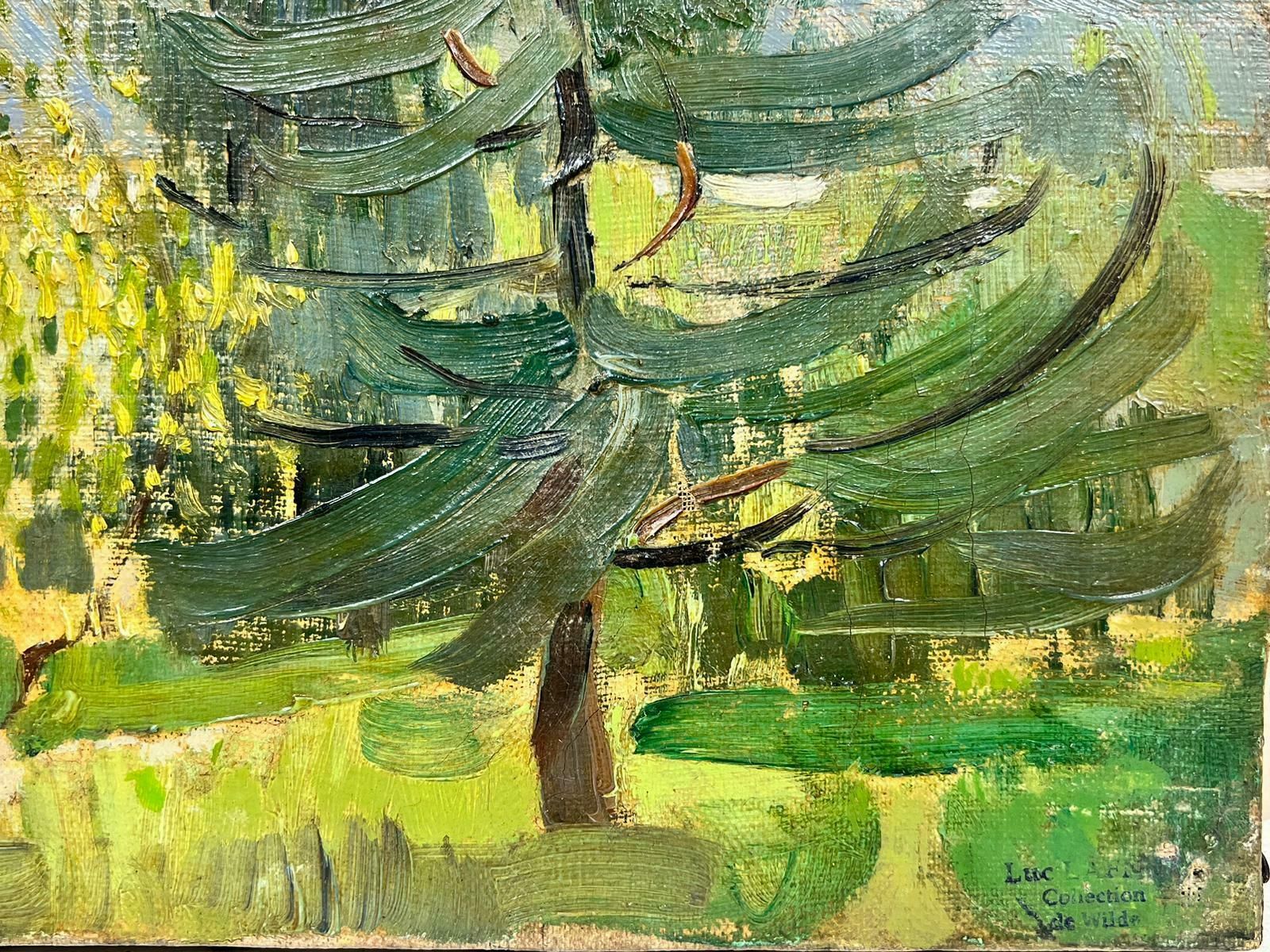 Luc Lapnet1920’s Belgian Impressionist Oil Deep Green Trees In Golden Landscape 1920’s photo for sale