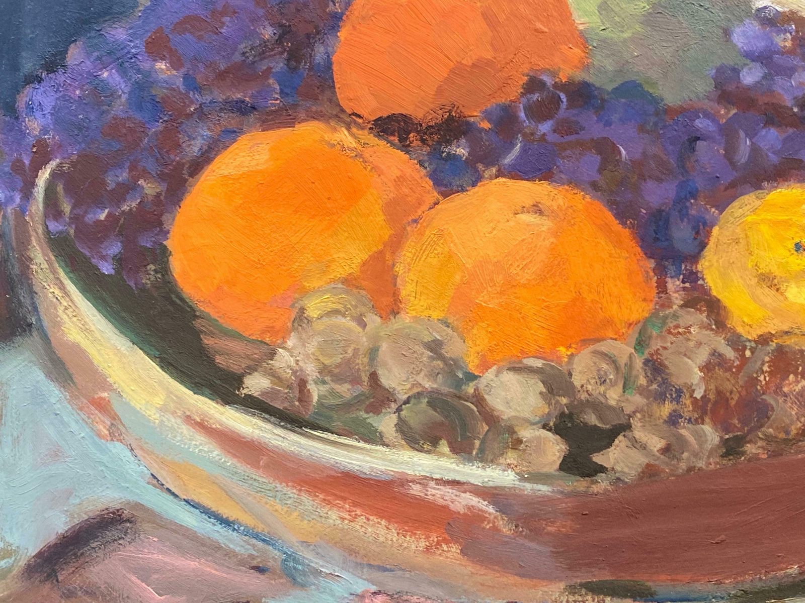Elisabeth Hahn20th Century German Modernist Oil Painting Still Life Of Fruit In Bowl20th Century photo for sale
