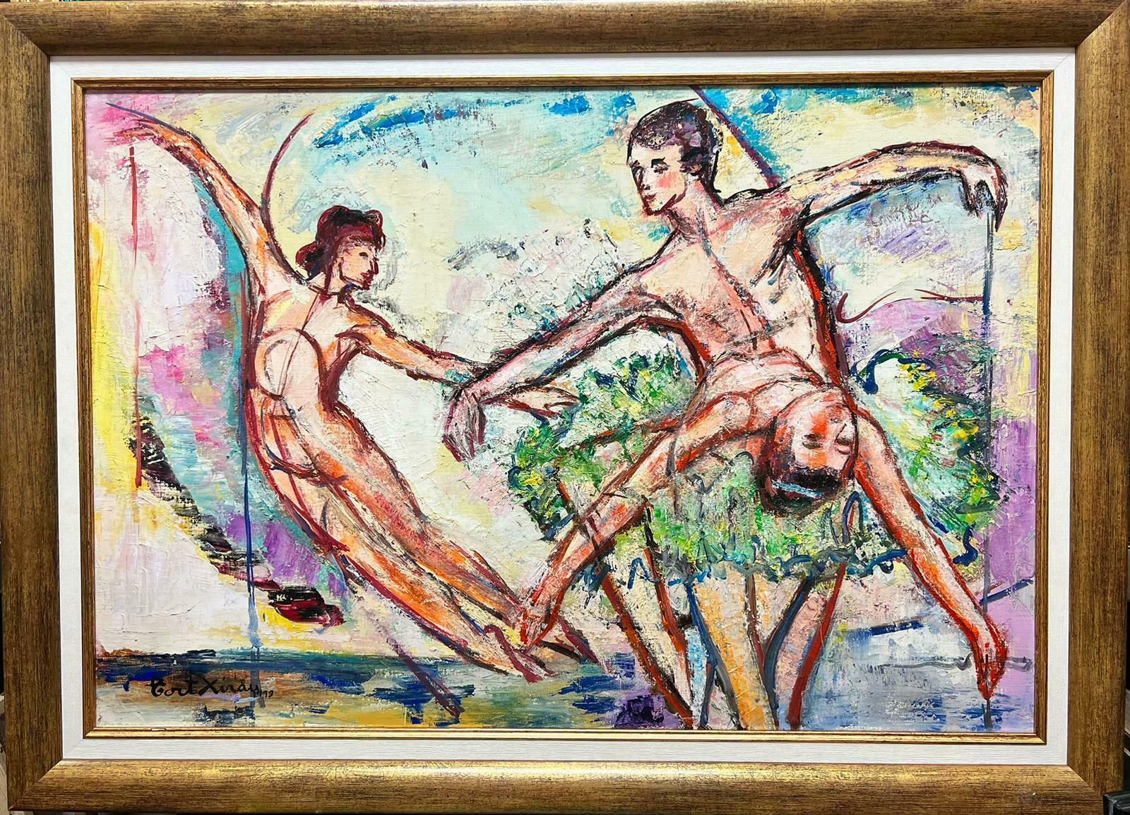 Maria Tort Xirauhuge Spanish Contemporary Oil Dancing Ballerina Figures Strong Colors photo furniture