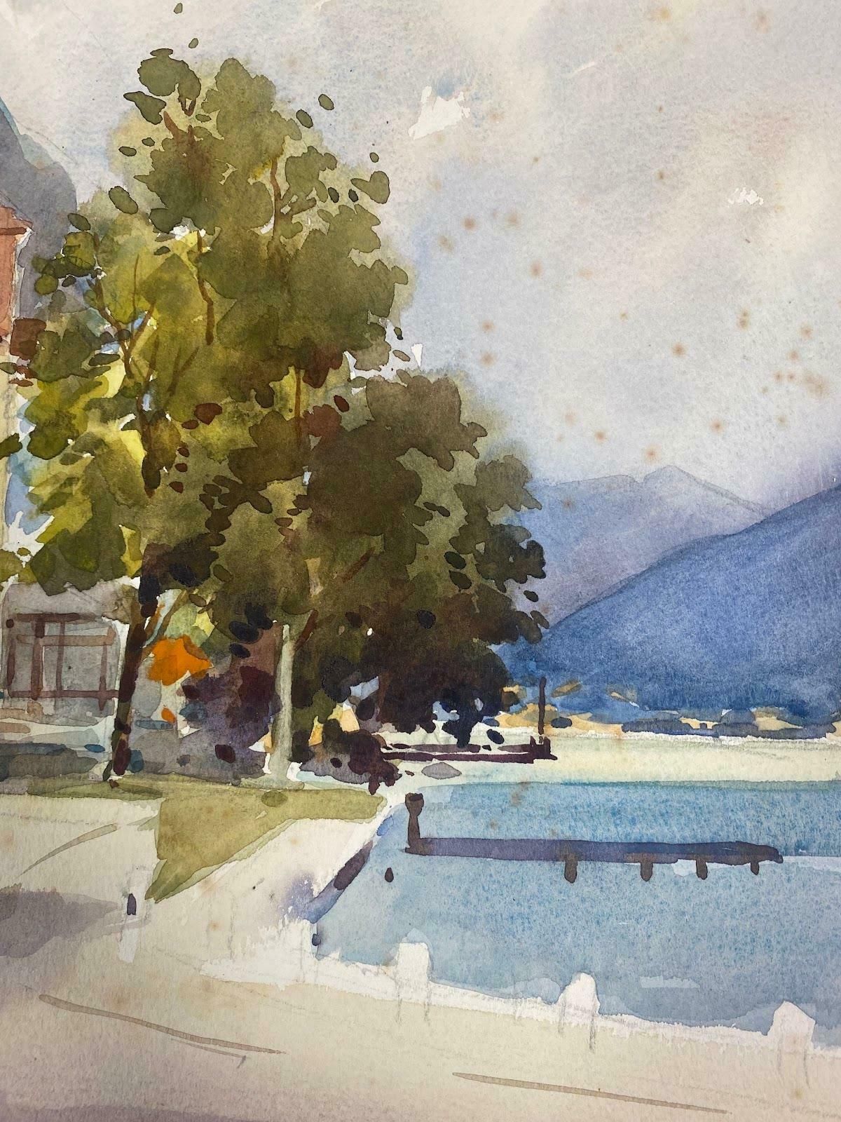 Frank Duffieldbritish Mid 20th Century Impressionist Painting Pontoon On The Lakemid 20th Century photo for sale