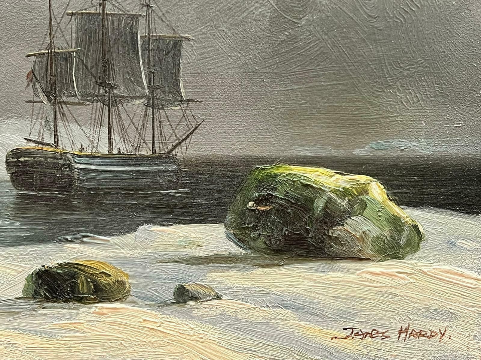 English Marineclassic Tallship Sailing Ship In Iceberg Waters, Signed English Marine Oil photo Art