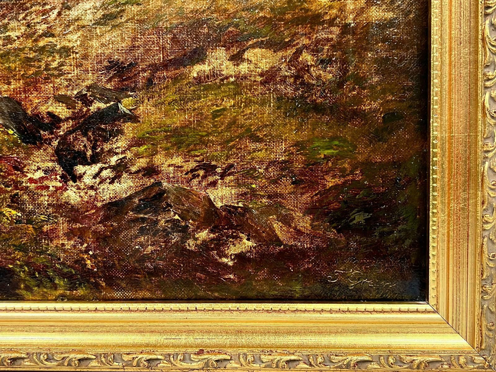 J.Greenvictorian Oil Painting Scottish Highland Landscape Figure By Stream & Sheep photo vinterior