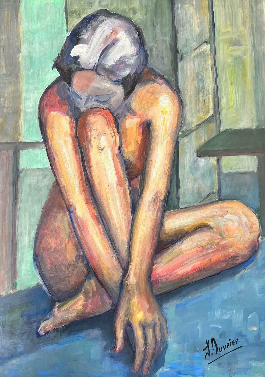 French Modernistreclining Nude Lady Model 1970's French Modernist Painting Provence Collection1970's
