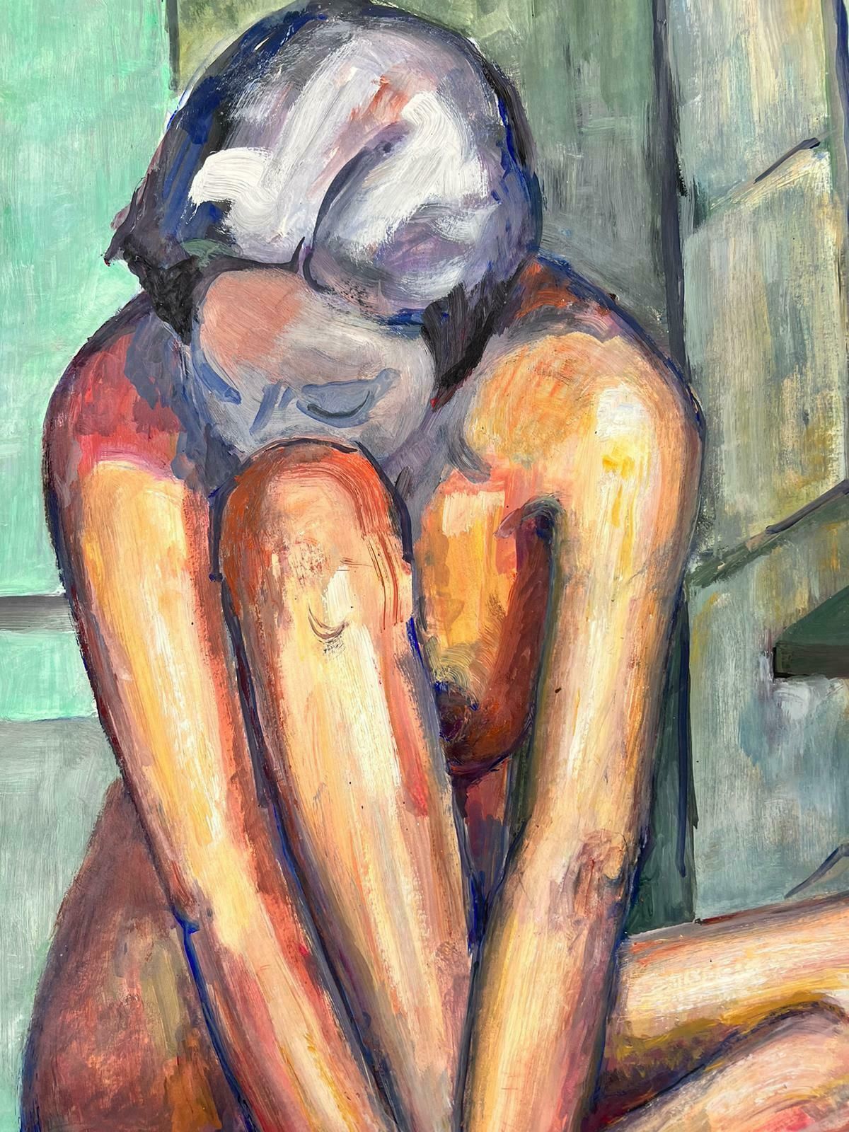 French Modernistreclining Nude Lady Model 1970's French Modernist Painting Provence Collection1970's photo furniture