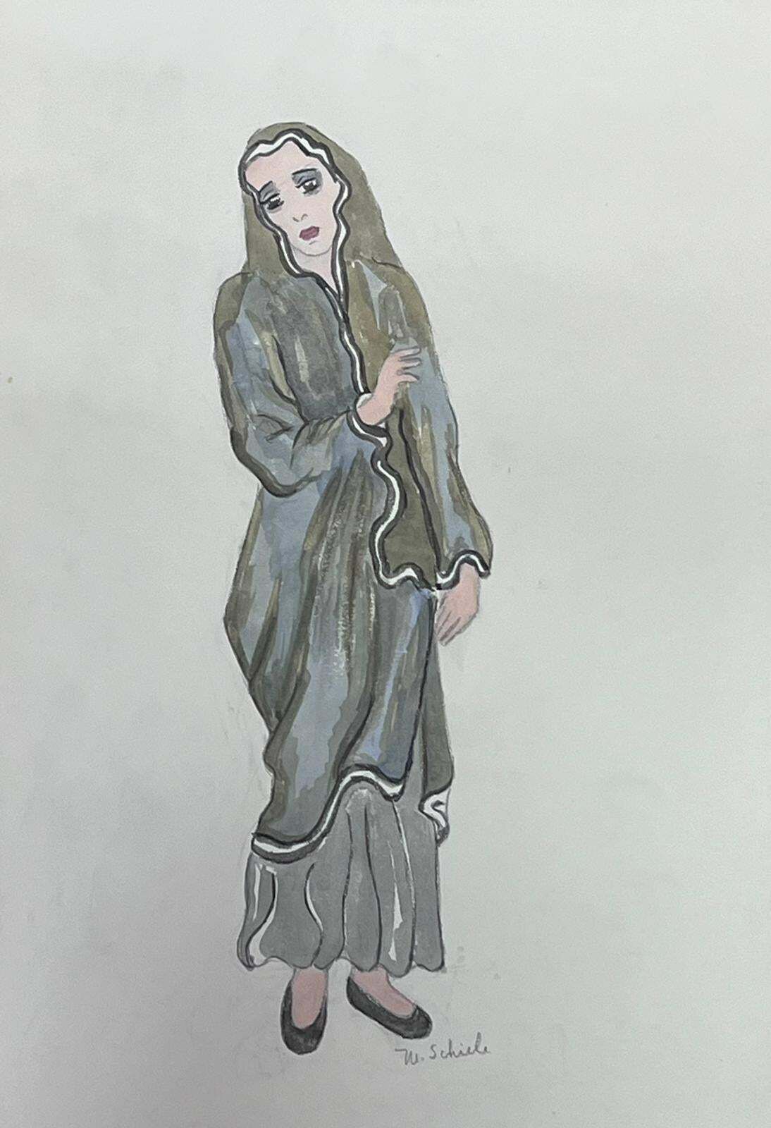 Marjorie Schiele (1913 2008)set Of 6 Figure Illustrations Egyptian Classical Characters Listed American photo for sale