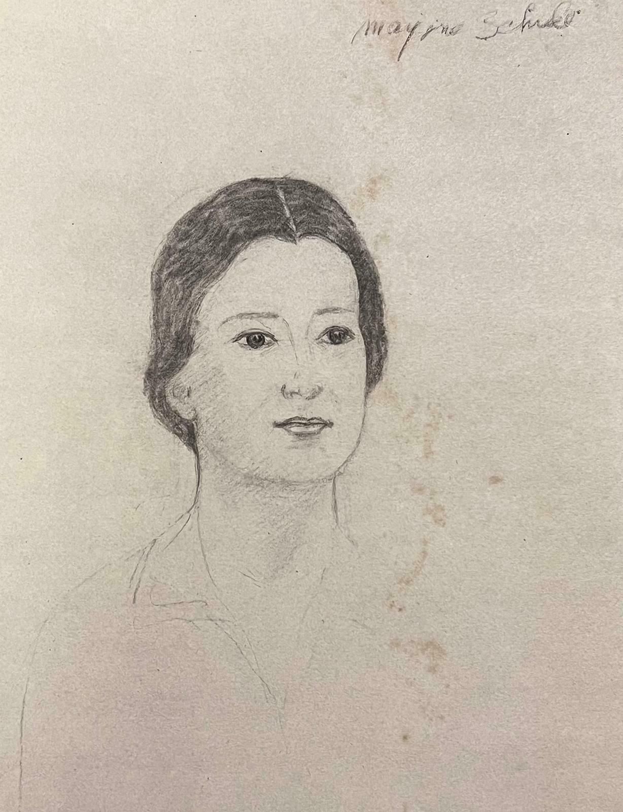 Marjorie Schiele (1913 2008)Elegant Portrait Of Young Lady Paris School Mid 20th Century Listed Artist photo furniture