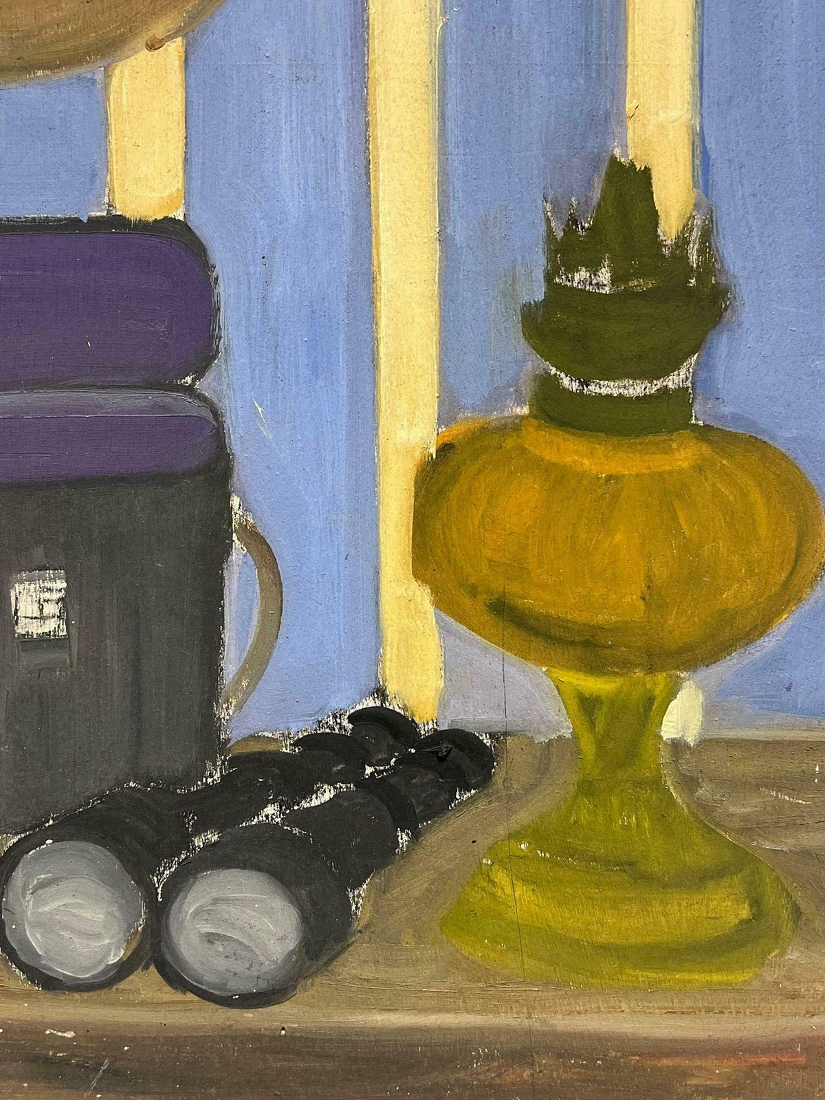 Louise Alixmid Century French Oil Painting Interior Room Still Life With Binoculars1950's photo furniture