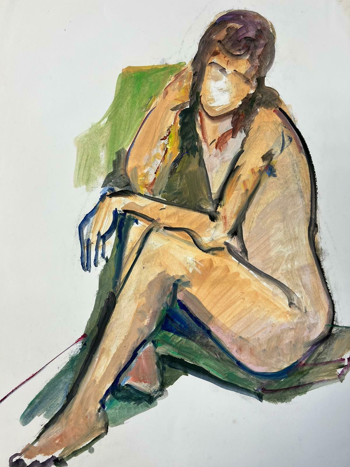 French Modernistreclining Nude Lady Model 1970's French Modernist Painting Provence Collection1970's