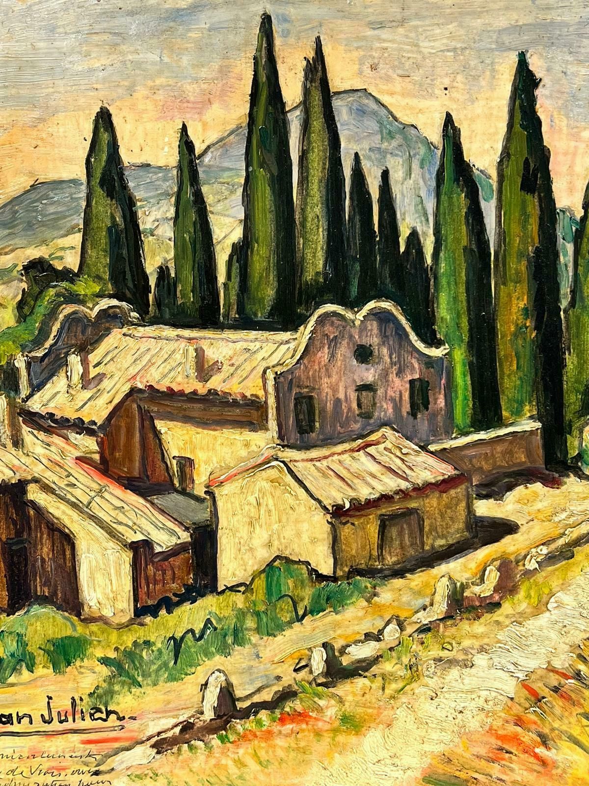 Jean Julianprovence Luberon Valley Cypress Trees Landscape Mid Century French Oil 1950’s photo 1912.0