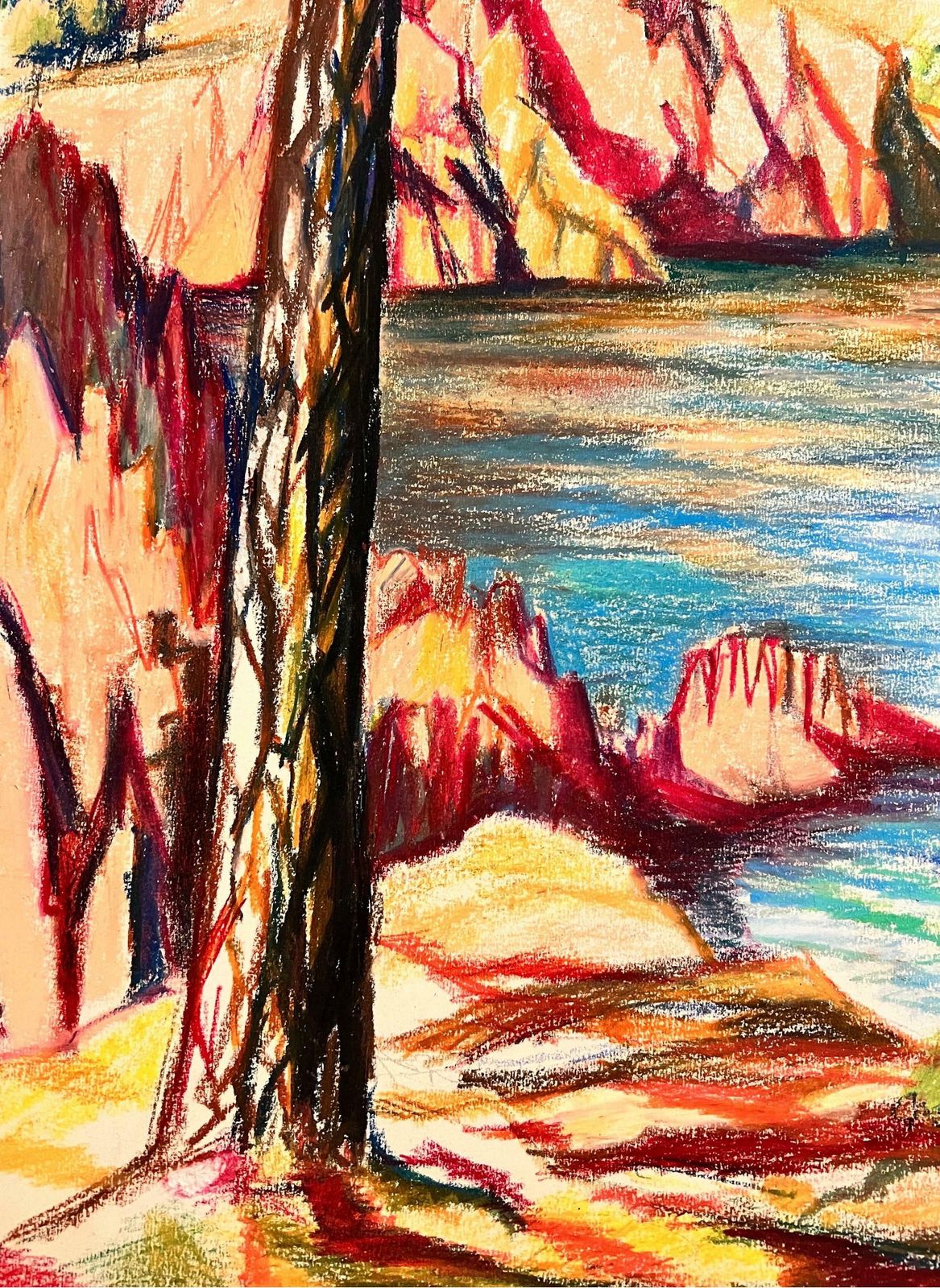 Josine Vignonfrench Bright And Vibrant Pastel Lake Landscape In Le Trayes 1960's photo buy