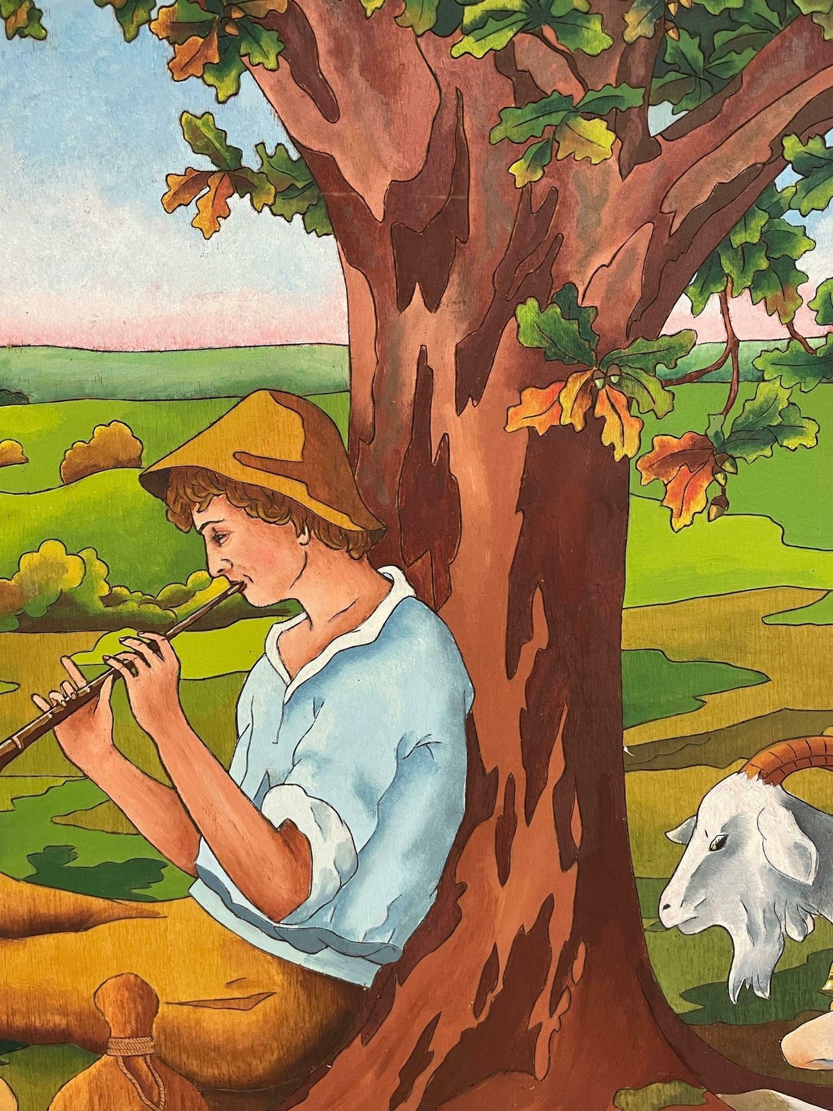 French Arts & Craftshuge French Arts & Crafts Painting Shepherd & Flock In Landscape, Ornate Framec. 1950's photo Art