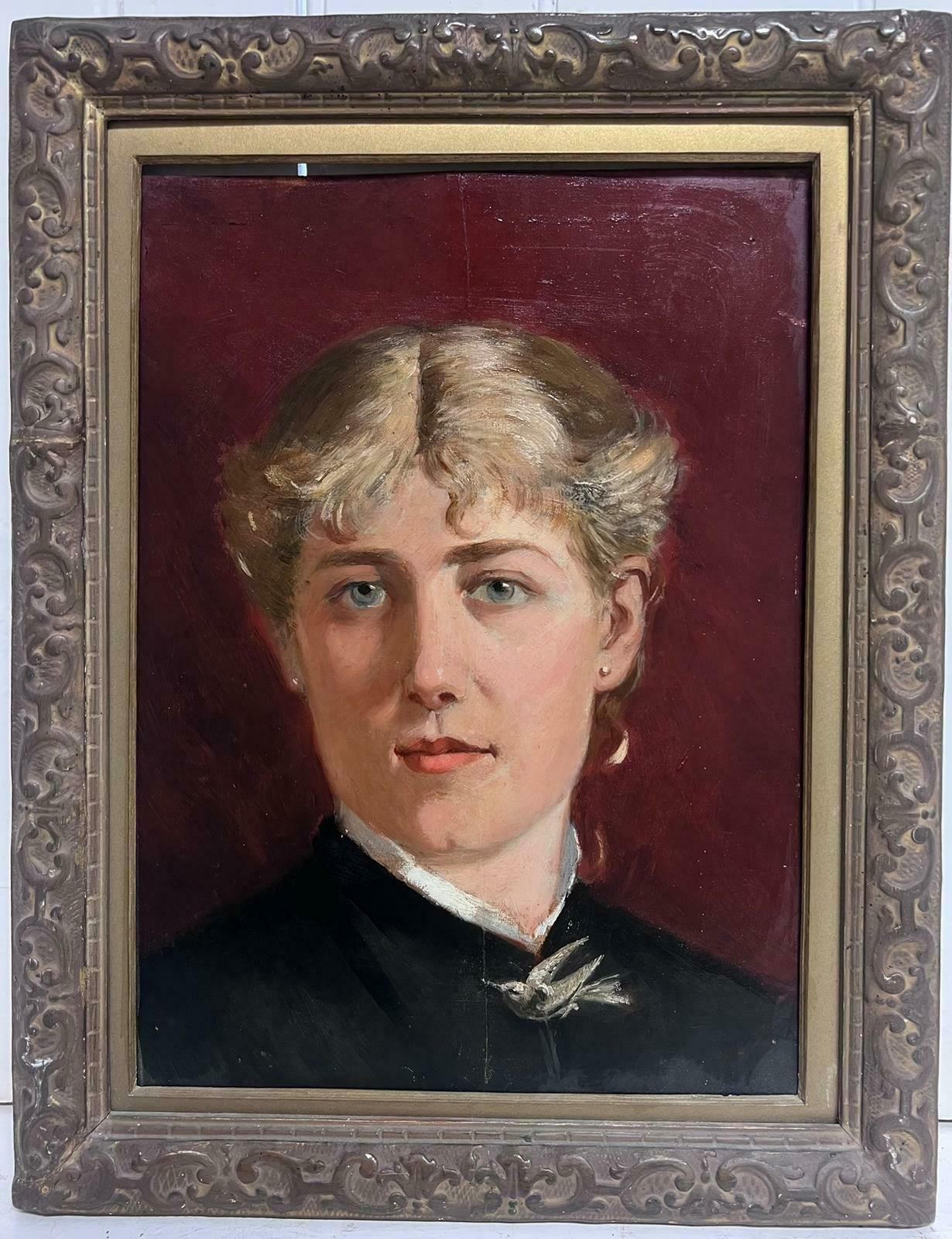 French School1900's French Portrait Of Lady With Earings Framed Oil Painting1900's photo furniture