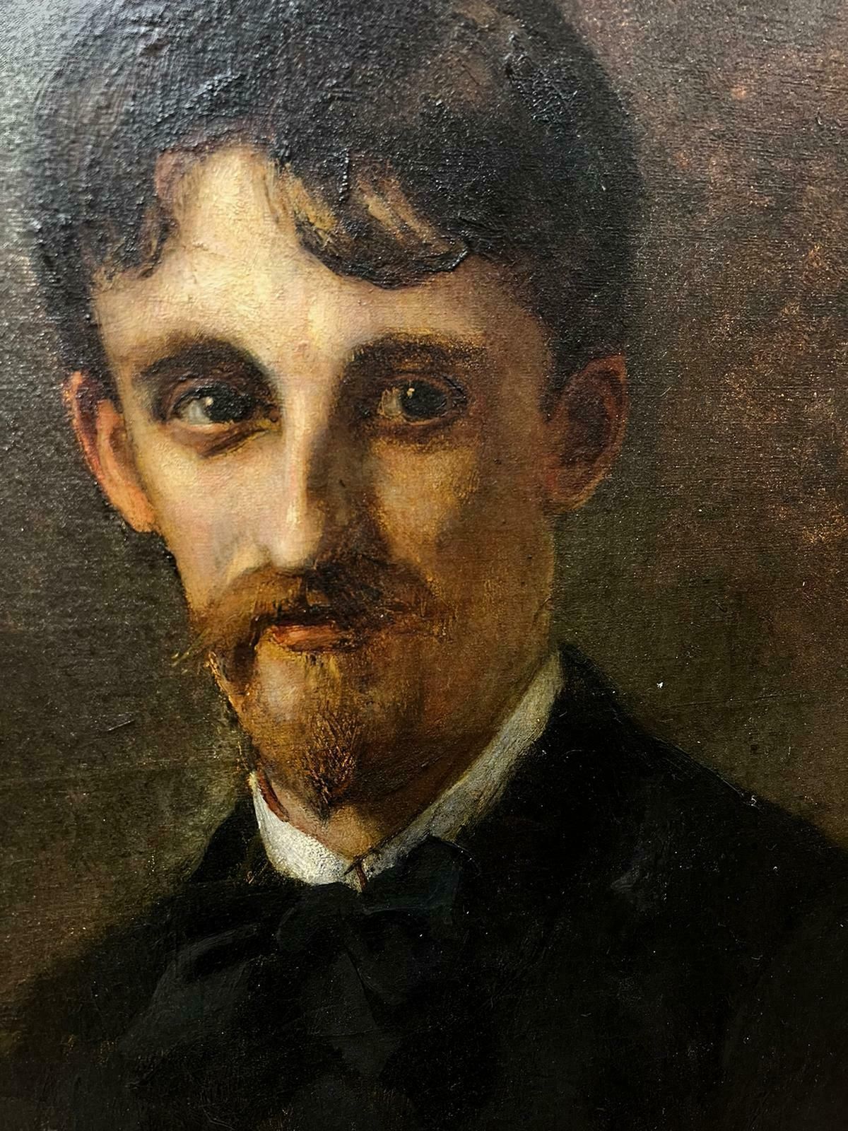 Valadonantique French Impressionist Signed Oil Painting Portrait Of Young Man 1890's photo Art