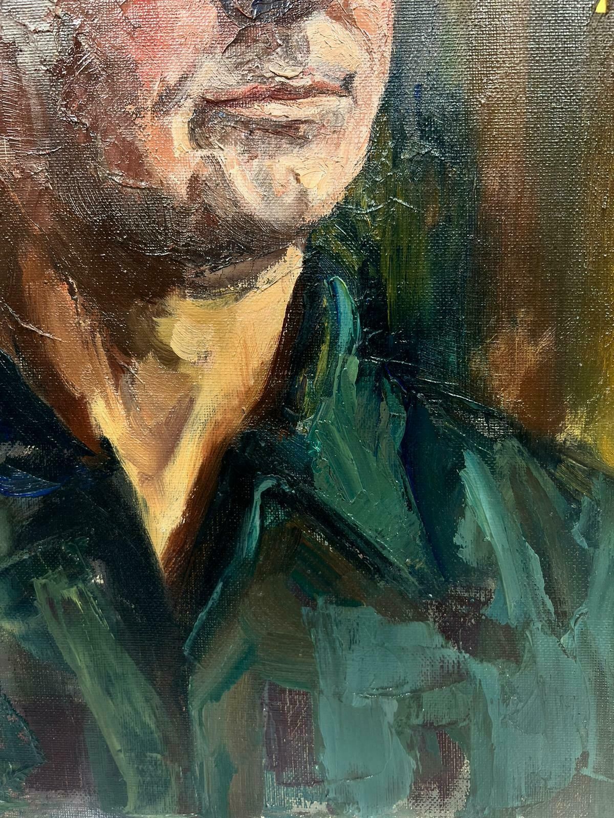 Josine Vignonportrait Of A Posed Man Post Impressionist Signed Oil 1960's photo for sale