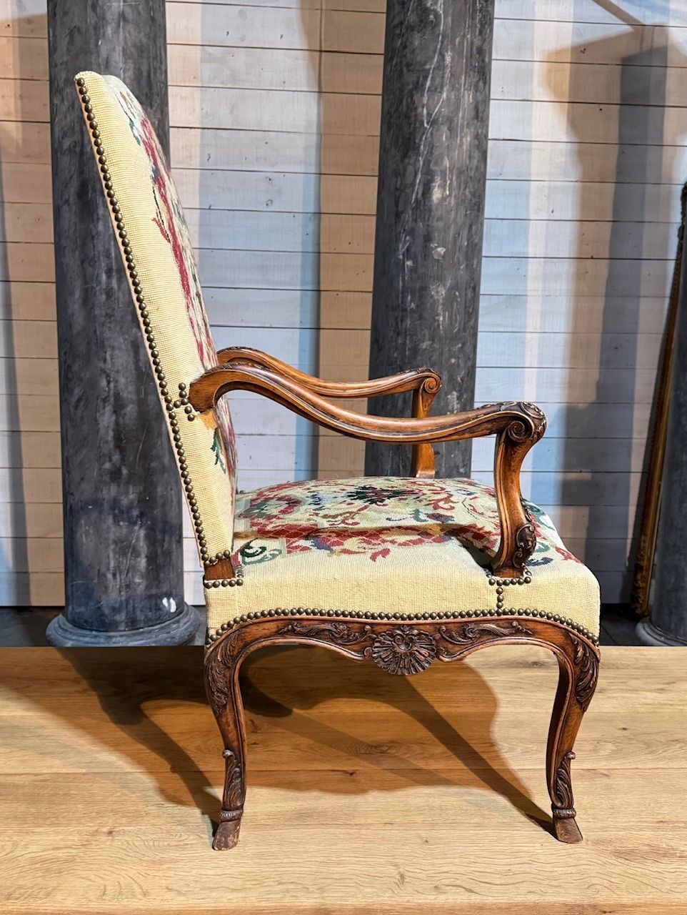 895.0 Lovely French Walnut Arm Chair photo