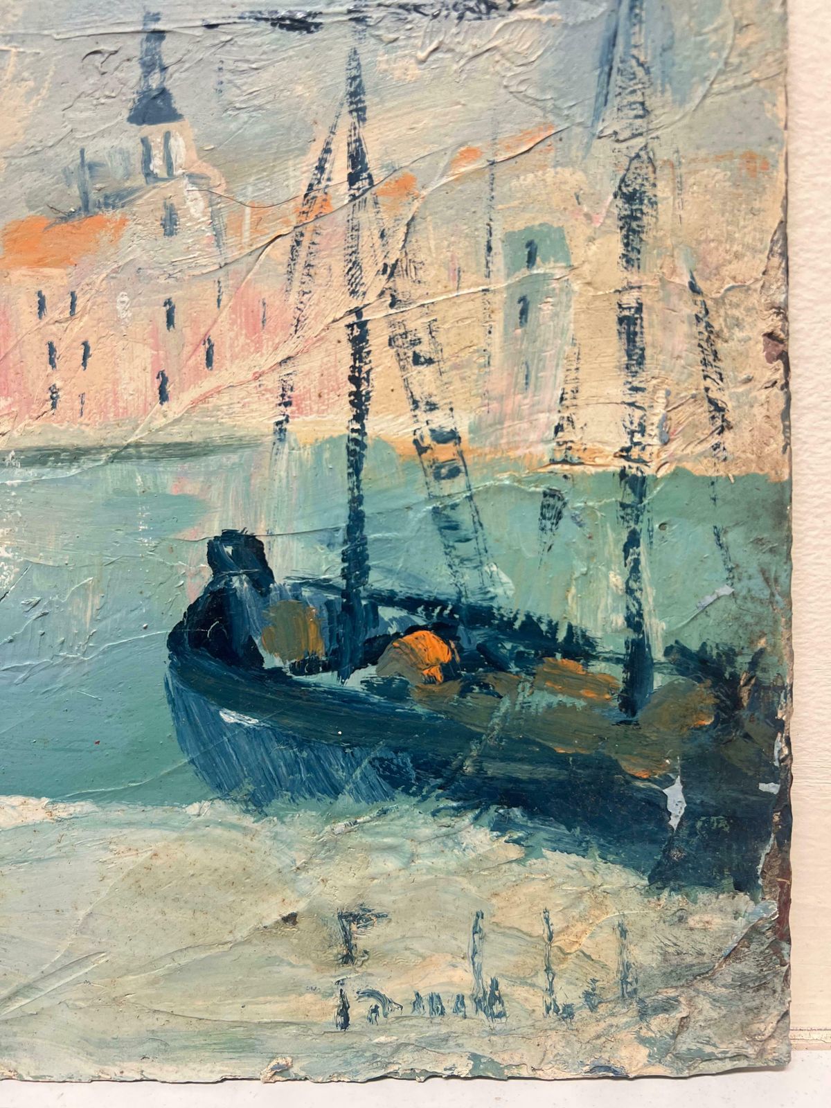 Fanch Lelmid 20th Century Impressionist Coastal View Tranquil Harbor Scene With Sailboats20th Century photo Art
