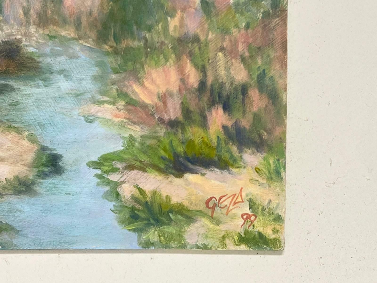 Geza Somerset Paddonblue Stream Through The Valley Contemporary British Oil Painting photo for sale
