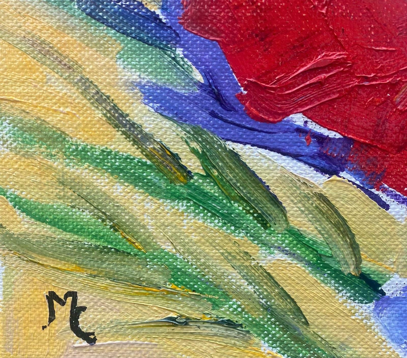 Maggy Claryssefrench Impressionist Oil Painting Bright And Colourful Pansiesc.2000 photo furniture