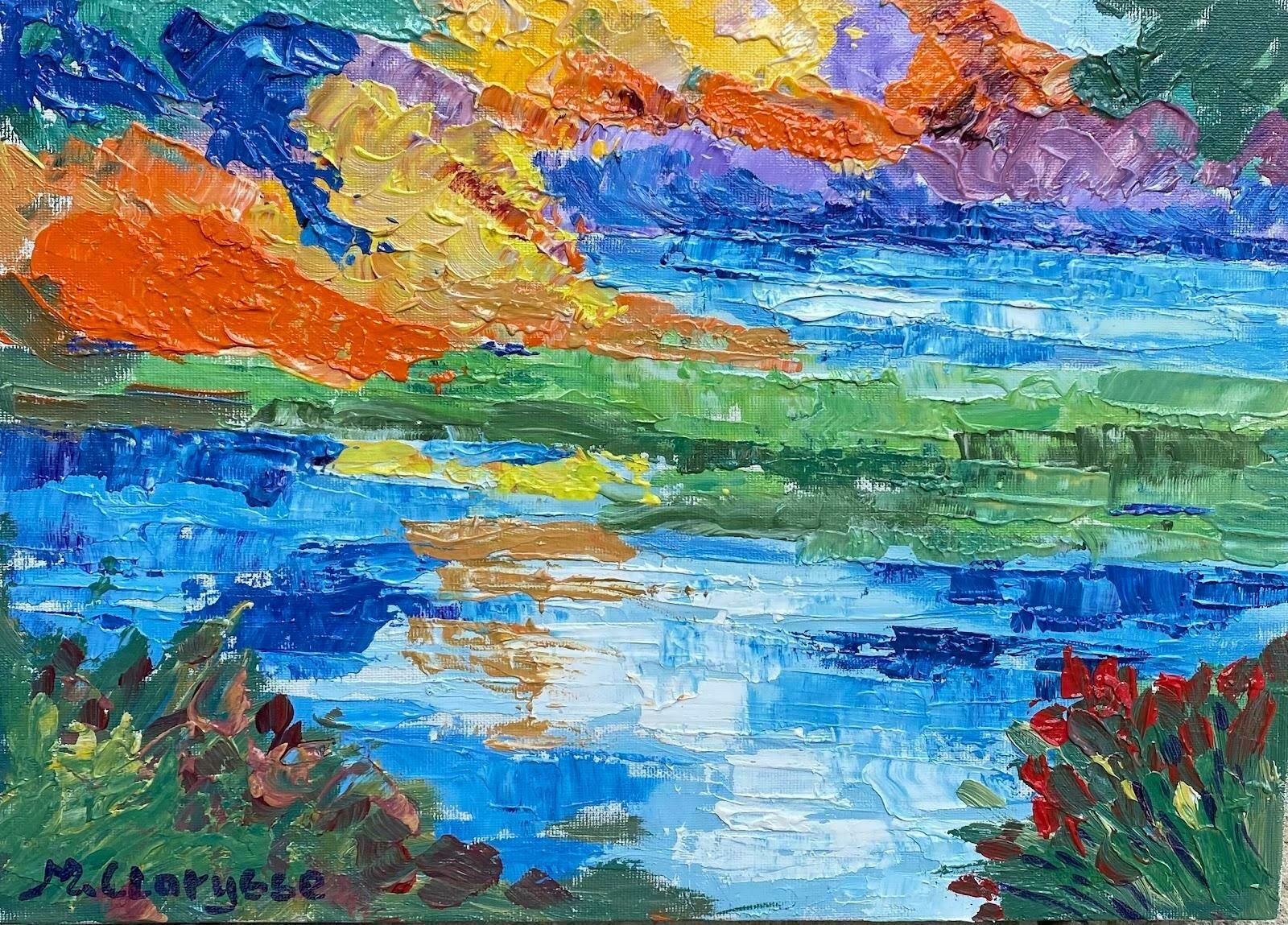 Maggy Clarysseimpressionst Oil Painting French Painting Sunset Over Lakec.2000