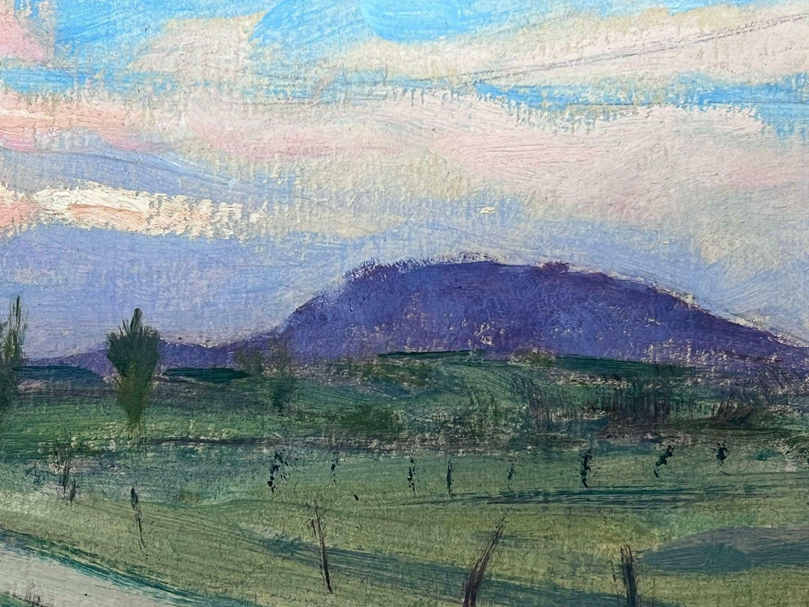 Louise Alix1930's French Impressionist Oil Purple Mountains Green Coastal Path1940's photo for sale