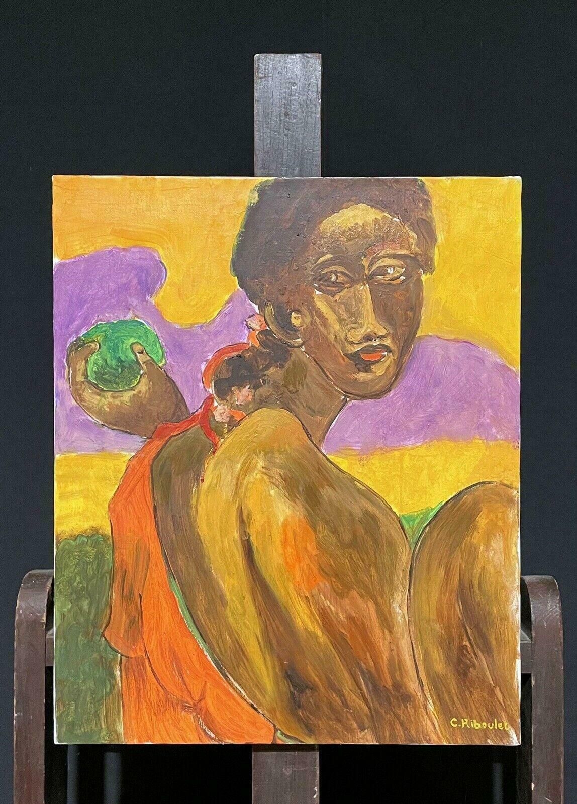 Claudine Ribouletclaudine Riboulet (French 1924 2013) Large Signed Oil   Portrait Of A Womanmid Century photo furniture