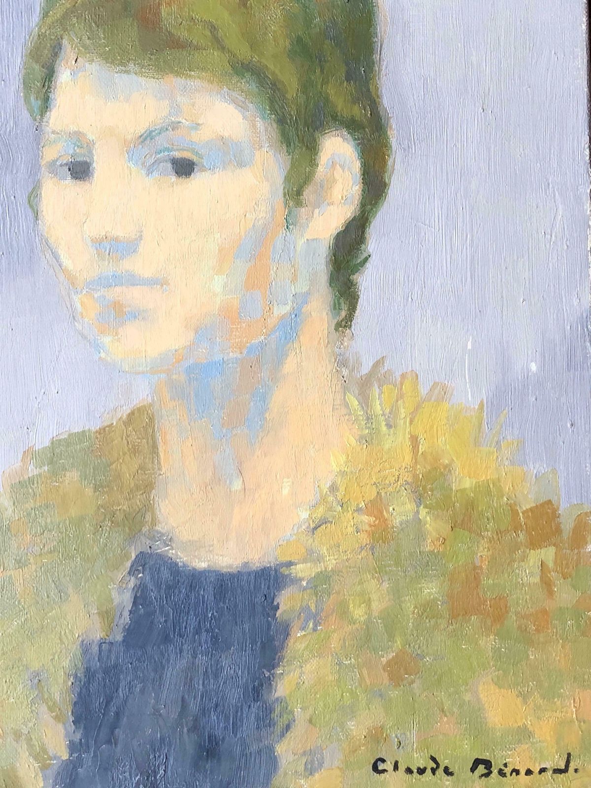 Claude Benardportrait Of Woman, Signed Oil Paintingc.1950's photo for sale