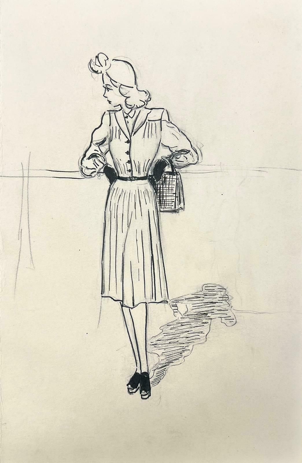 Josine Vignon1950’s Fashion Illustration Original Painting Of A Chic Lady1960's