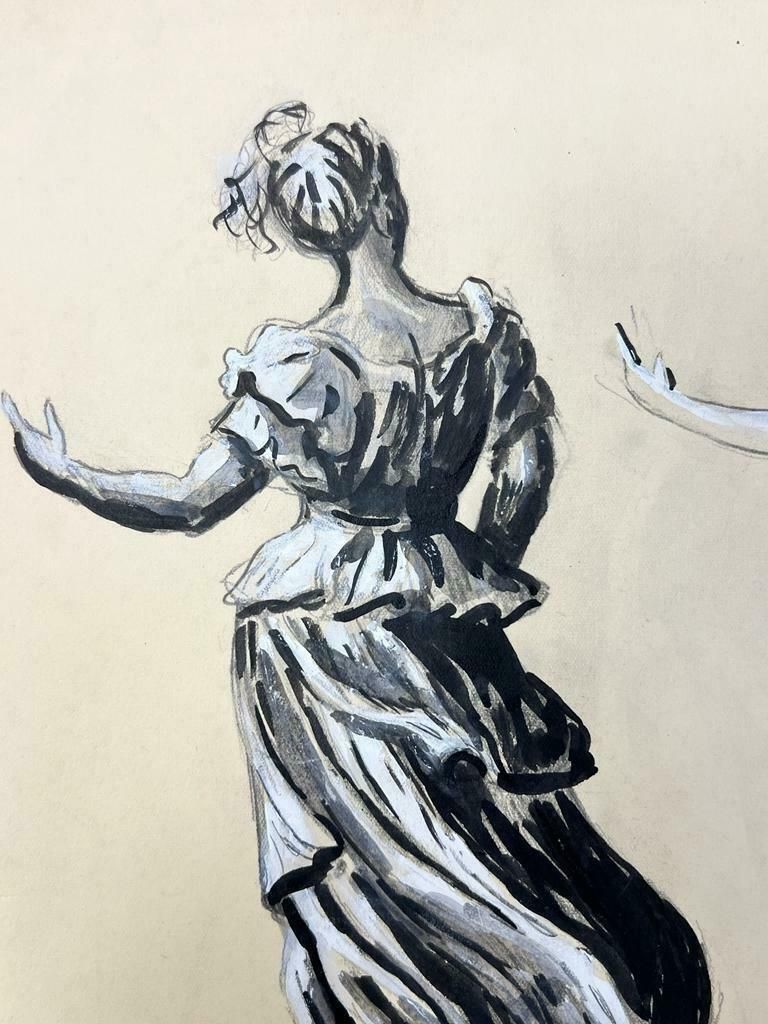 Josine Vignon1950’s Fashion Illustration Original Painting Of Two Chic Ladies Dancing1960's photo 133.0