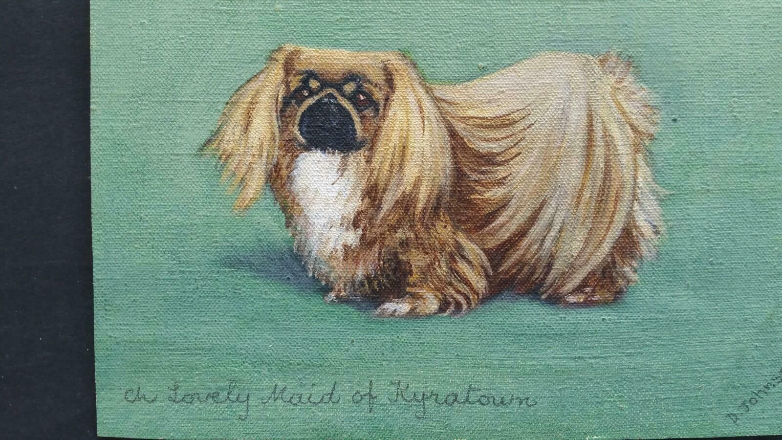 photo vinterior Dorothy Alexandra Johnsonenglish School Mid 20th Century Oil Painting: Pekingese Dogc 1950s