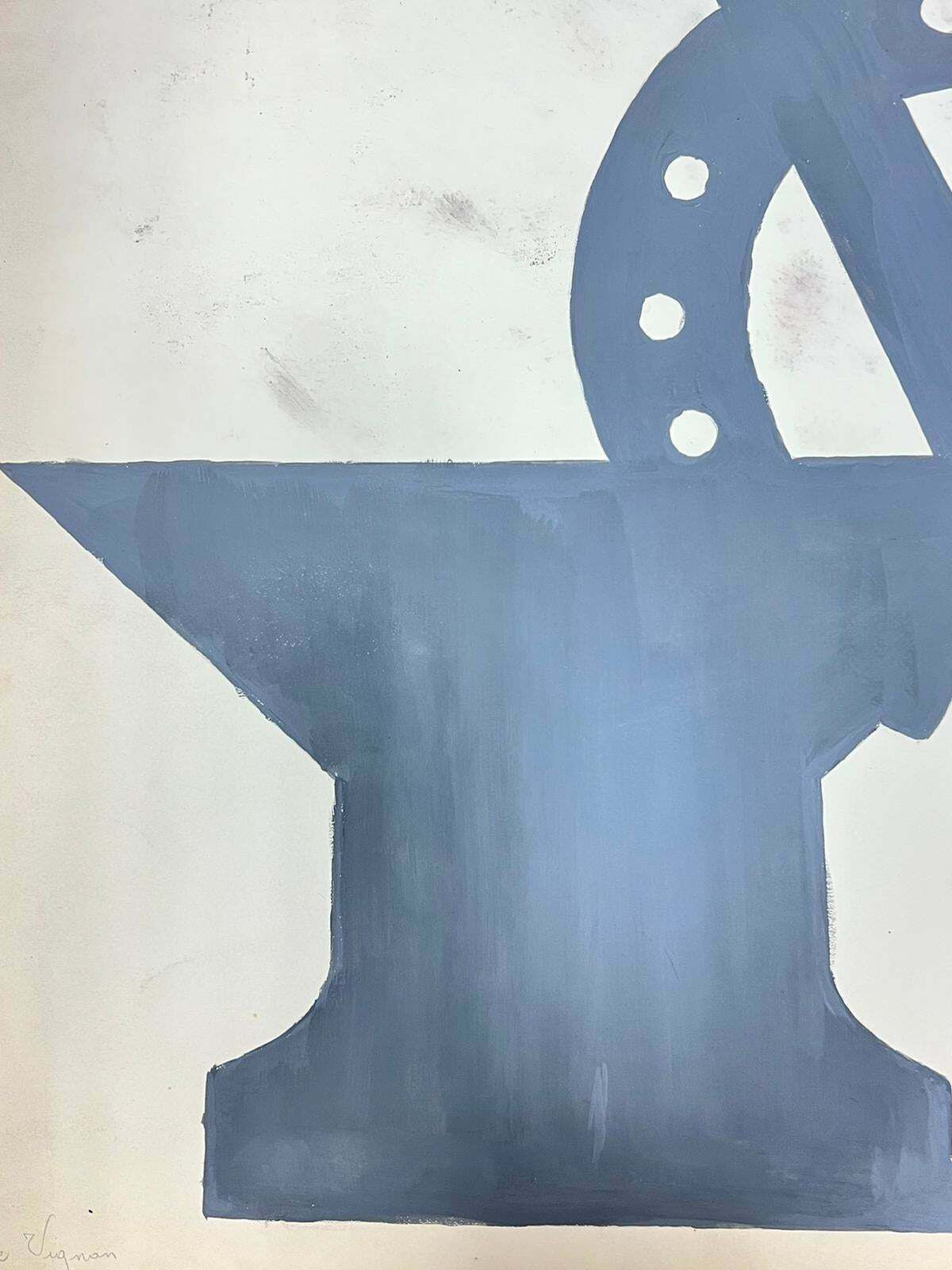 Josine Vignonmid Century French Illustration Of A Grey Abstract Hardware Utensils Sketch 1960's photo for sale