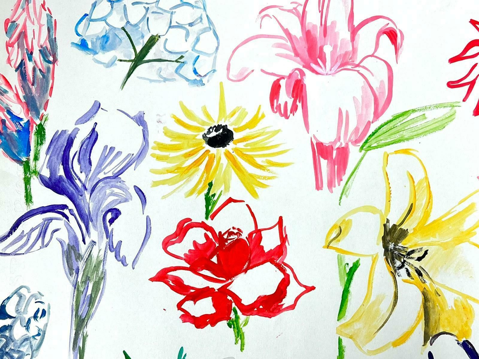 Josine Vignonmid Century French Illustration Sketches Of Bright Flower Types1960's photo furniture
