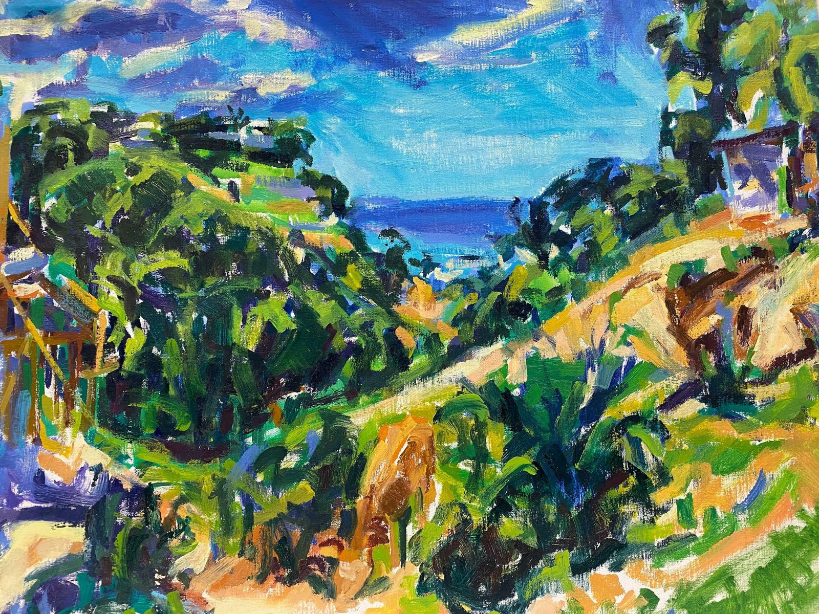 Douglas Stuart Allenimpressionist Oil Painting   Summer Exotic Landscape20th Century