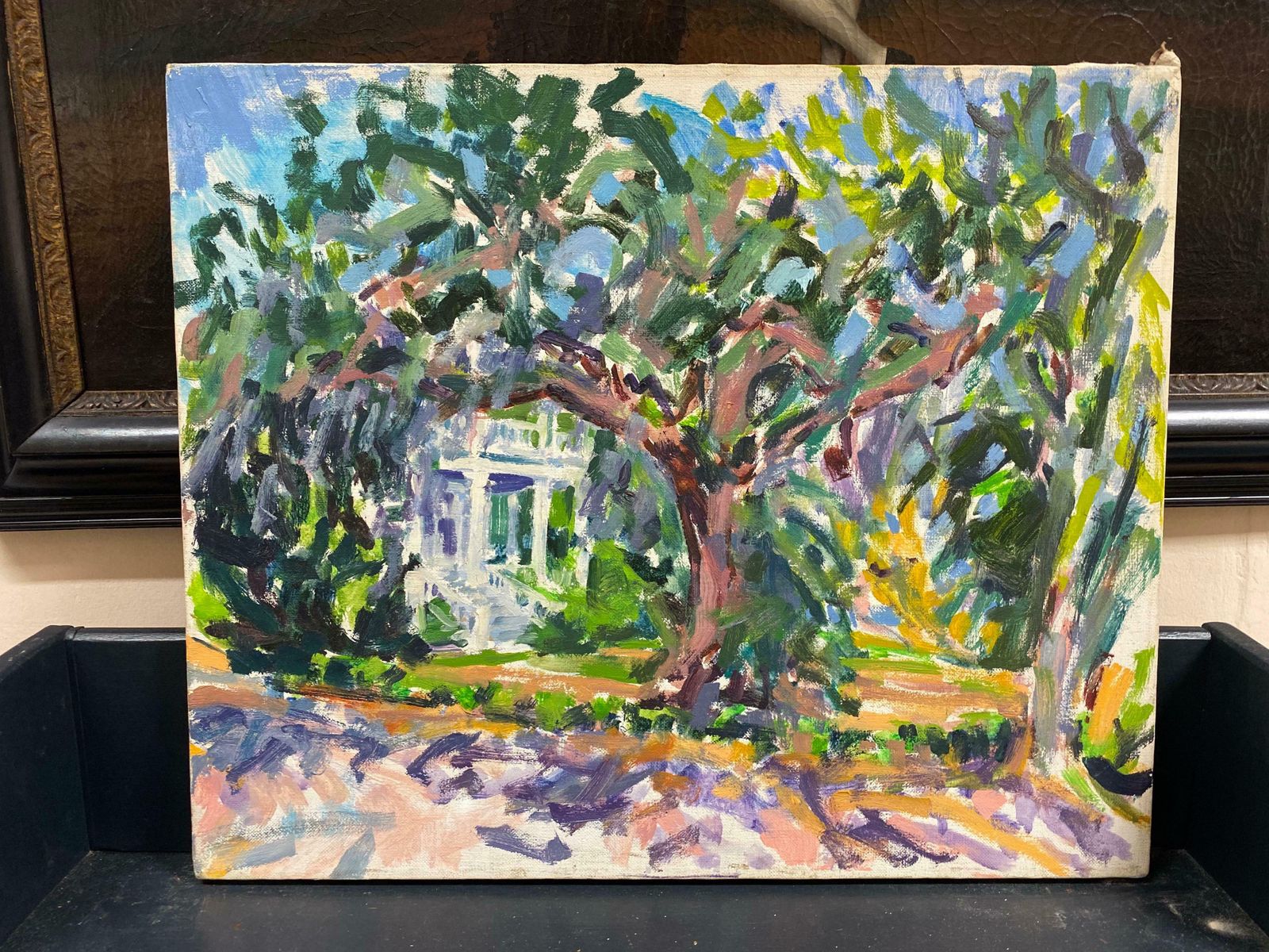Douglas Stuart Allenimpressionist Oil Painting   The House In Beautiful Landscape20th Century photo furniture