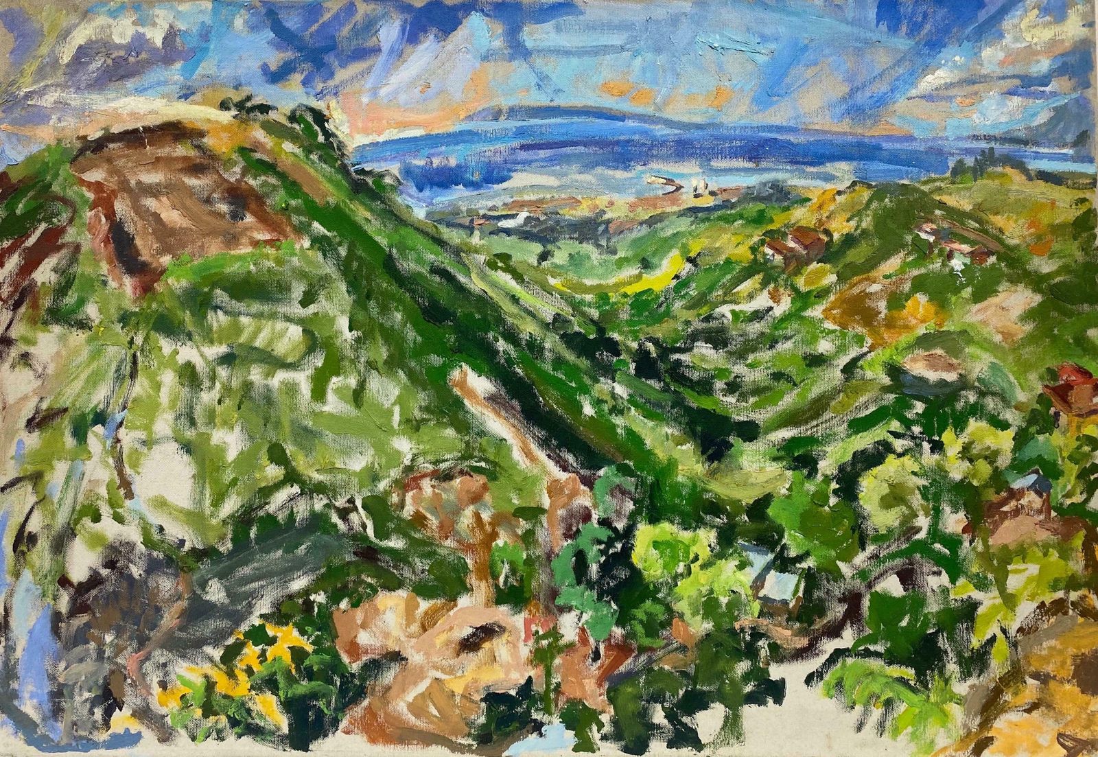 Douglas Stuart Allenimpressionist Oil Painting   Colourful Mountain Landscape20th Century