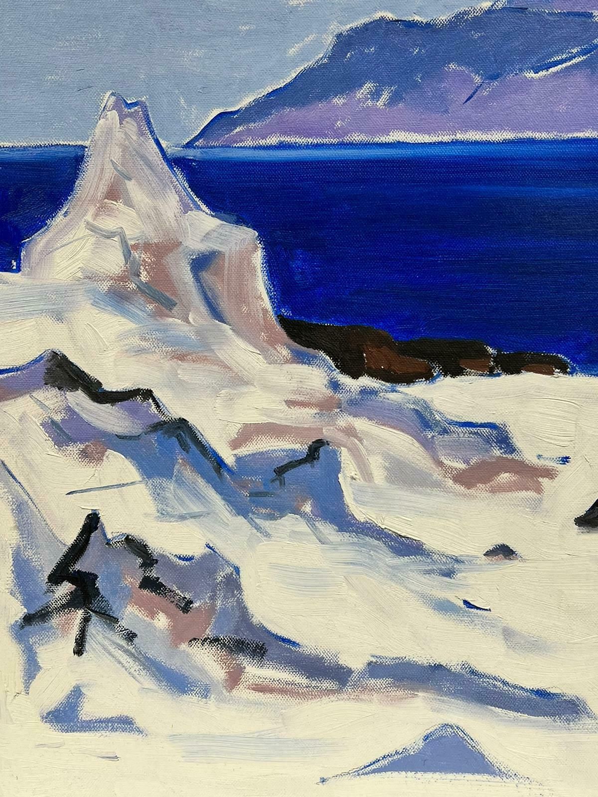 Scottish Schoolscottish Modernist Oil Painting On Canvas Iona Blue Seas Purple Highlands photo Art