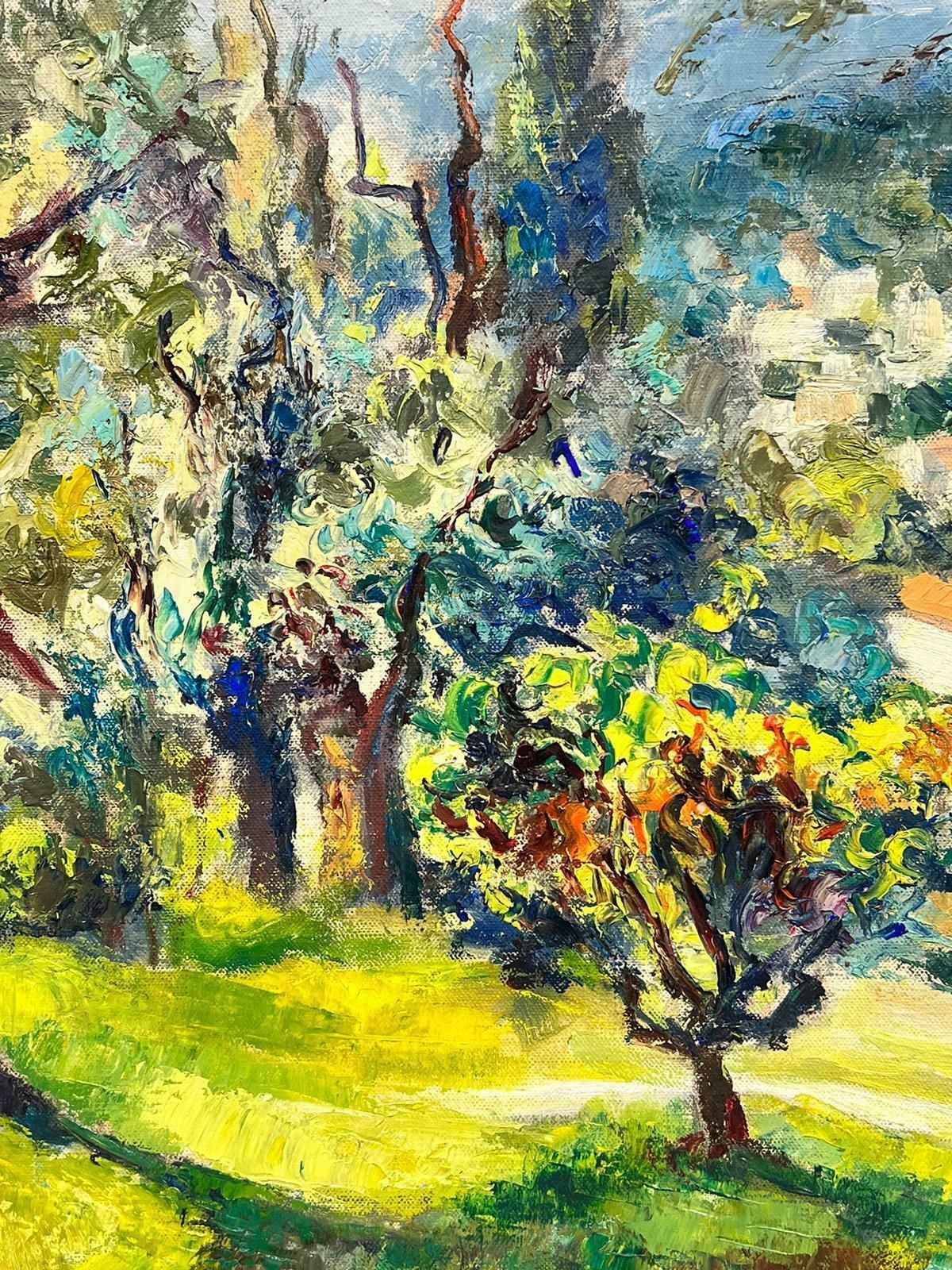Josine Vignonsummer In Provence Golden Green & Yellow Light French Impressionist Oil Painting1960's photo furniture