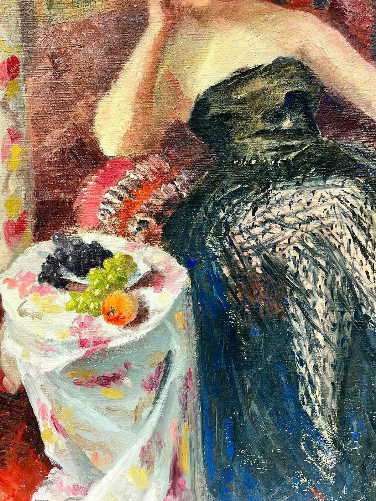 Josine Vignonelegant Lady In French Interior, 1960's French Post Impressionist Oil Painting1960's photo 1428.0