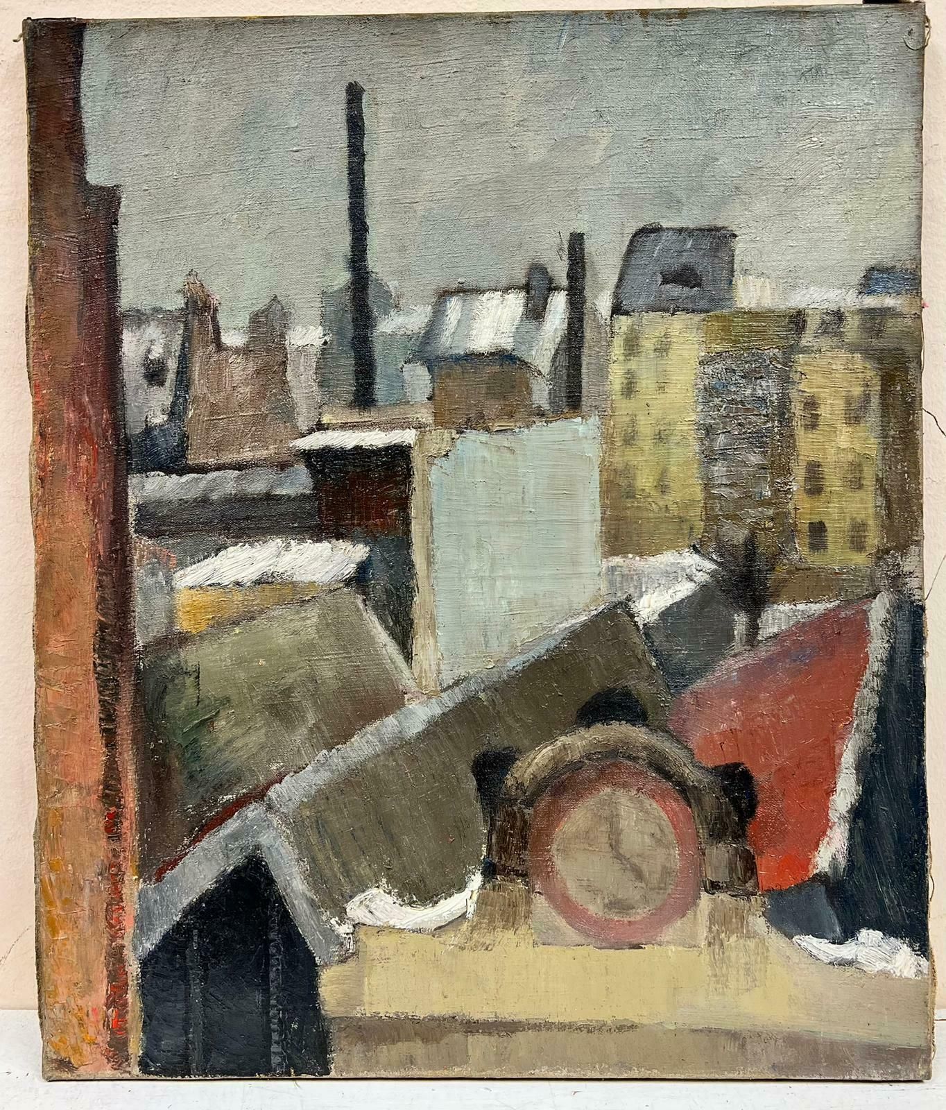Josine Vignongrey Sky Roof Top Landscape Impressionist Thick Oil Impasto1960's photo furniture