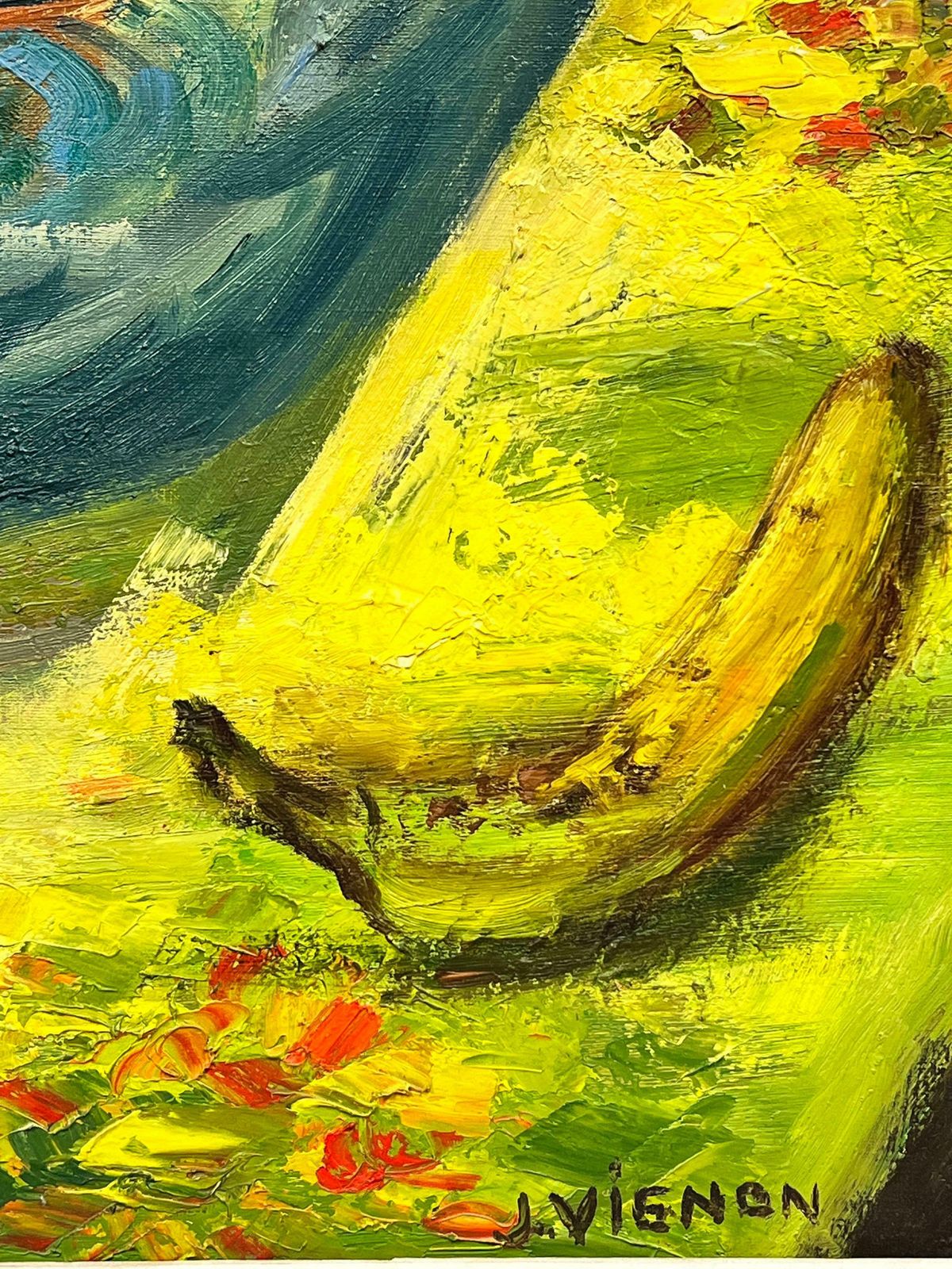 Josine Vignonhuge 1960's French Post Impressionist Signed Oil Fruit Bowl Interior Room1960's photo 1734.0