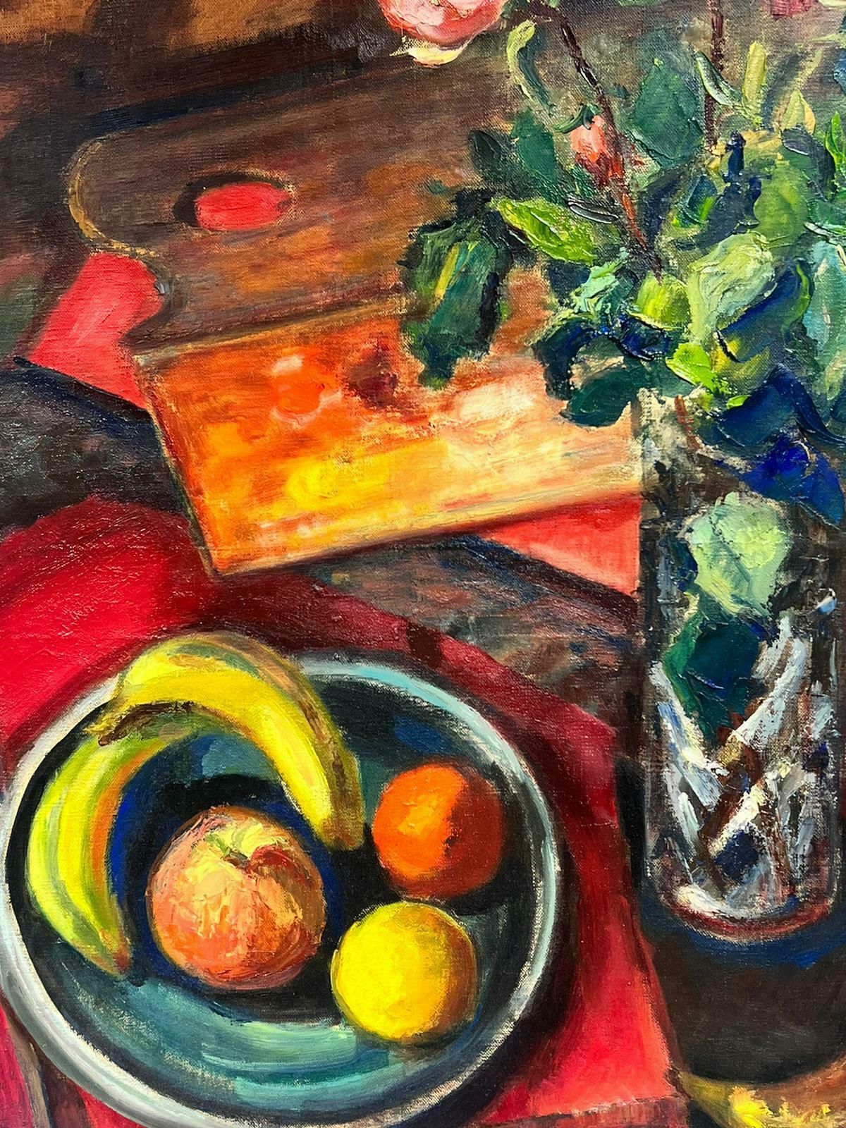 Josine Vignon1960's French Post Impressionist Signed Oil Fruit Flowers Artists Palette1960's photo furniture