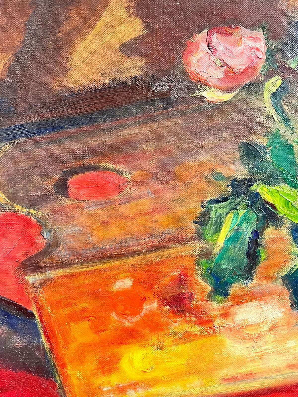 Josine Vignon1960's French Post Impressionist Signed Oil Fruit Flowers Artists Palette1960's photo vinterior