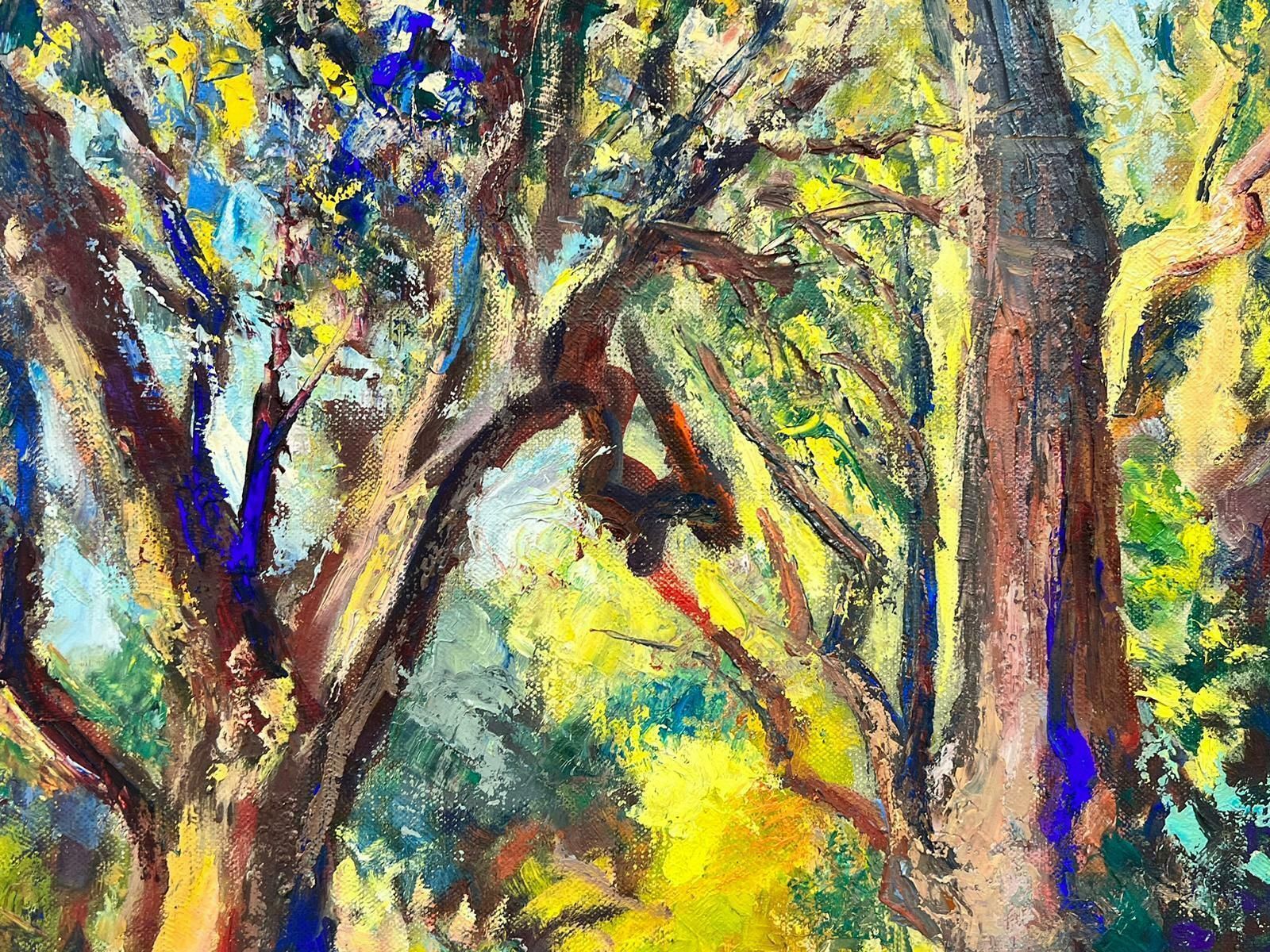 Josine Vignon1950's Large French Post Impressionist Oil Summer In The Woods Green Fields1954 photo for sale