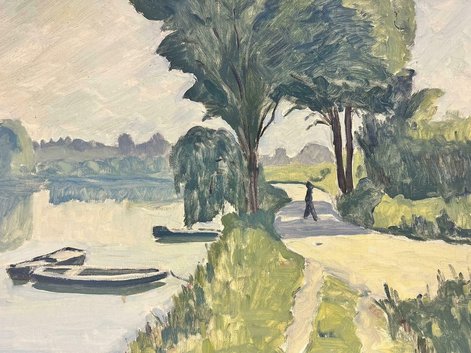 Guy Pichonfine French Impressionist Signed Oil Tranquil River Seine At Incheville20th Century photo for sale