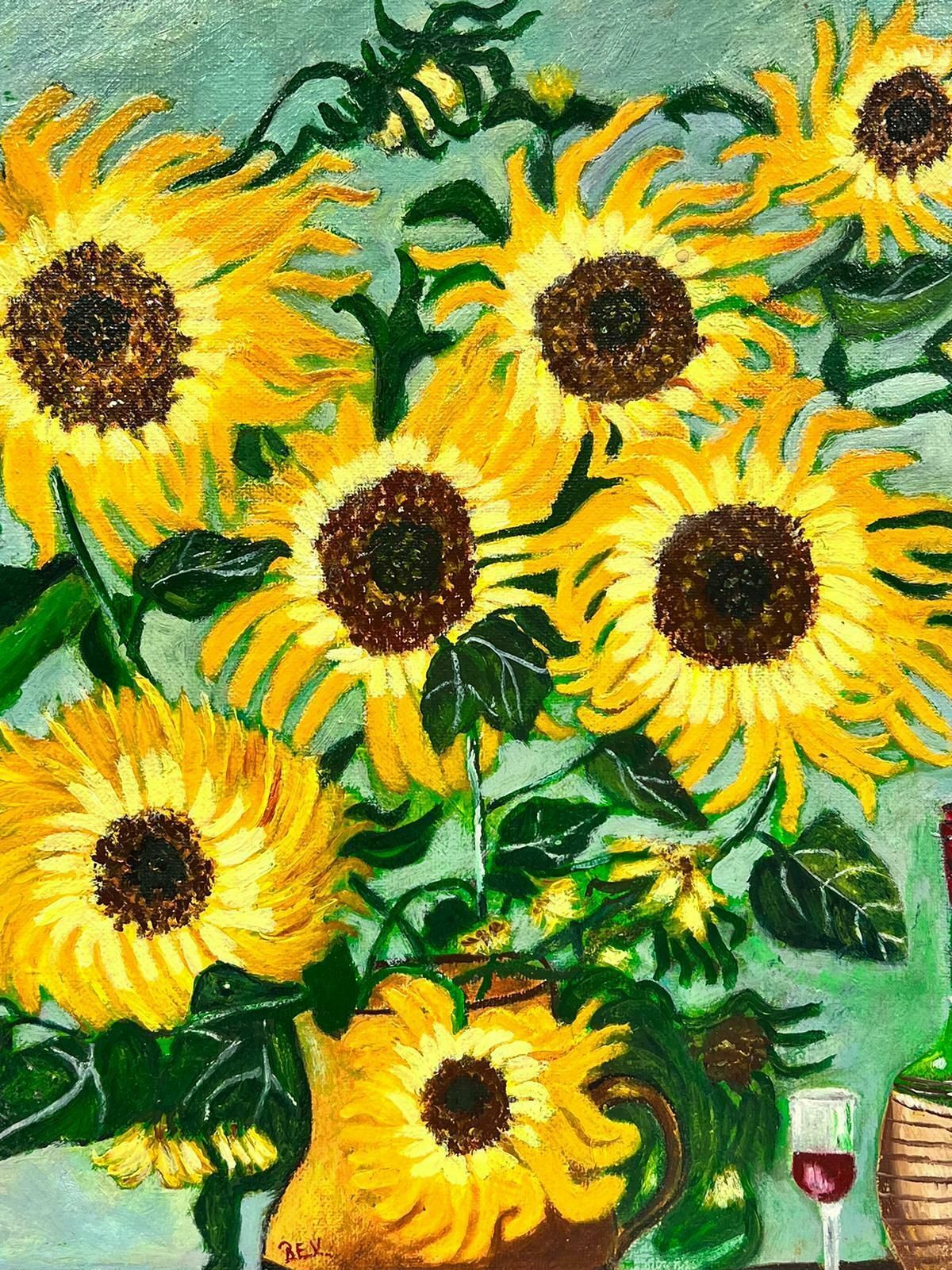 Ben Powellcontemporary British Acrylic Painting Sunflowers In Vase photo Art