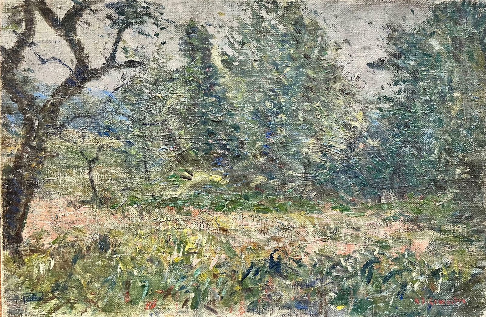 Henri Dreyfus Lemaître (1878 – 1947)superb C.1900's French Impressionist Signed Oil Wild Meadows & Trees Landscape