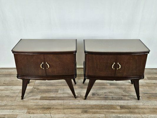 Italian Bedside Tables In Mahogany, 1950, Set Of 2 photo vinterior