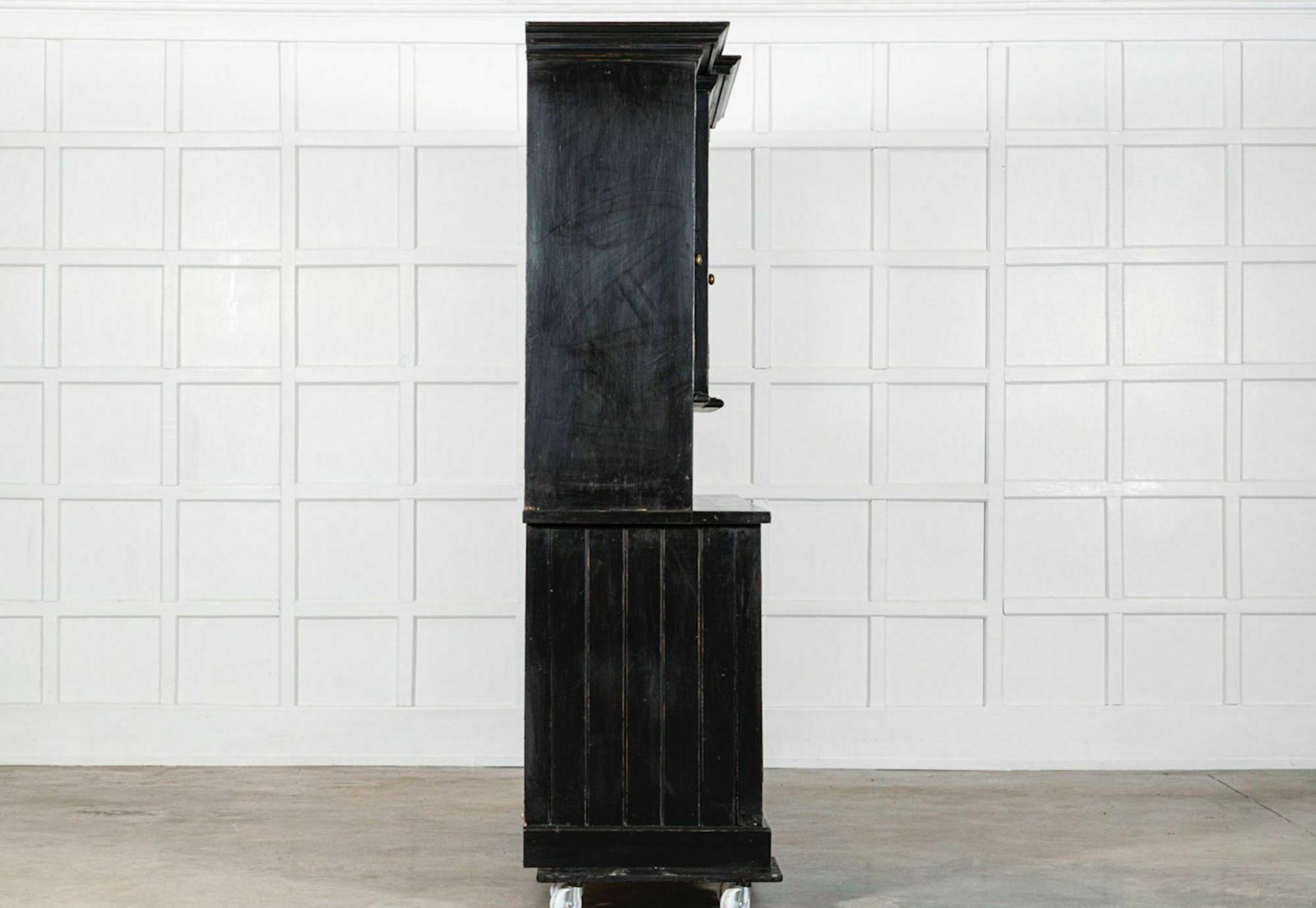Large 19thc English Ebonised Pine Butlers Pantry Cabinet photo vinterior