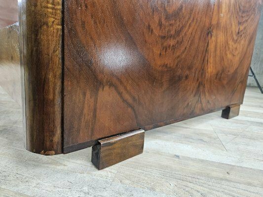 Furniture Art Deco Walnut Bed, 1940 photo