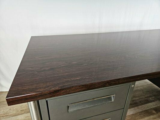 Iron Desk With Rosewood Laminate Top From Mobiltecnica Turin, Italy, 1970s photo 2475.0